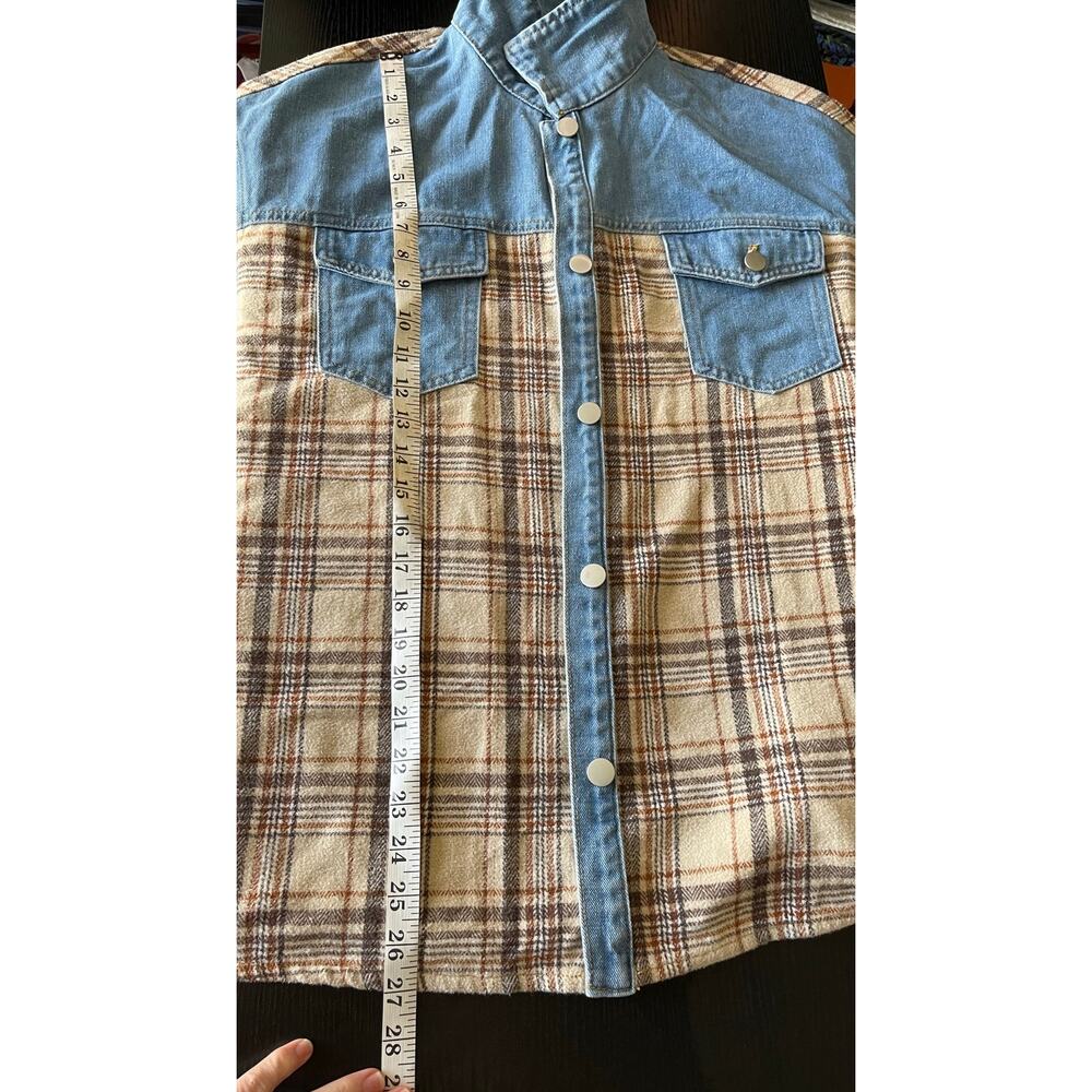 NWT Kancy Kole Boho Patchwork Flannel and Denim Shacket/Jacket - Picture 8 of 9